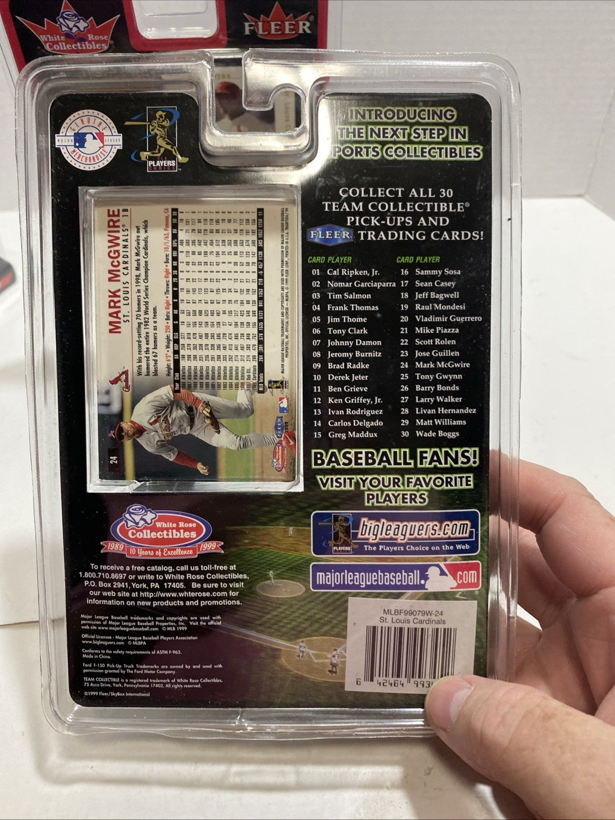 MLB White rose collectibles fleer Mark McGuire vehicle and card St. Louis Cardin