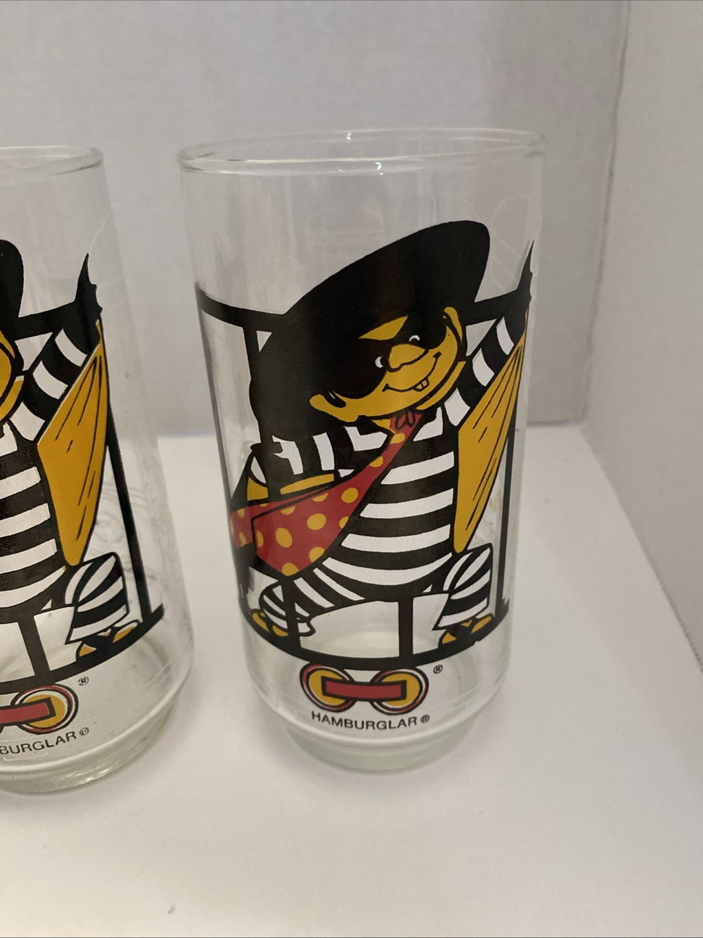 1977 McDonald's HAMBURGLAR McDonaldland Action Series Glass - Vintage Set Of 4