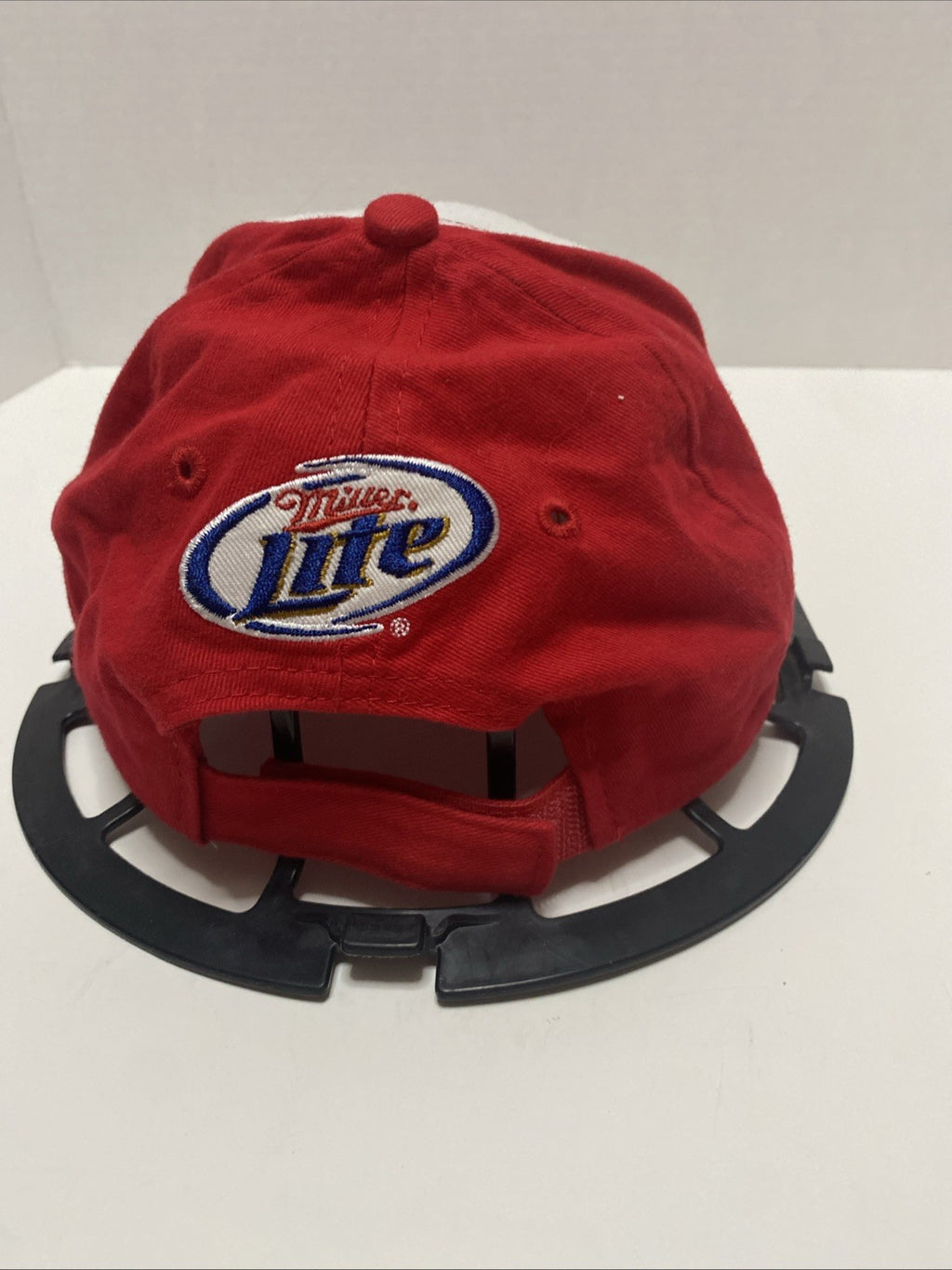 Detroit Red Wings Hat Cap Red White Mens Strap Back NHL Hockey Miller Lite Beer