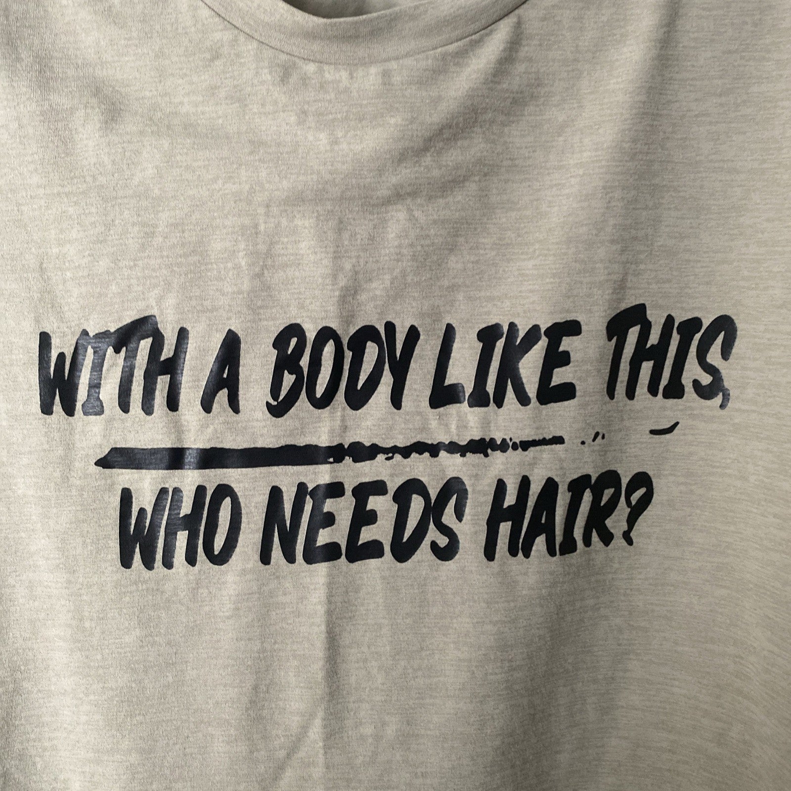 Who needs hair? Adult extra large tan short sleeve shirt C-003