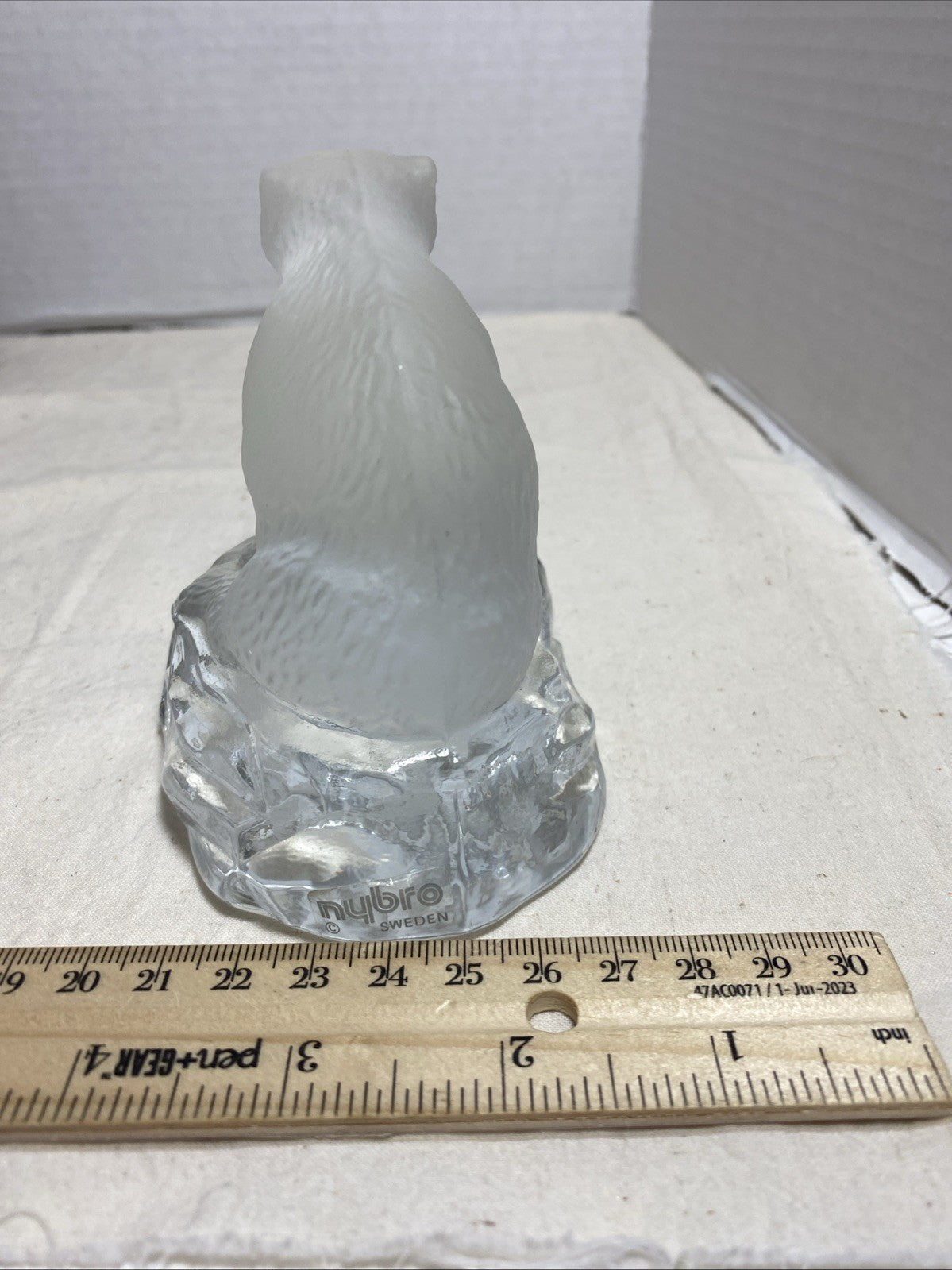 SEA Glasbruk Kosta Glass Polar Bear Figurine Vintage 1970s Made in Sweden