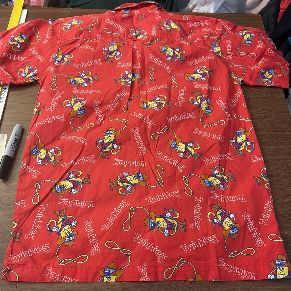 Hostess Men’s Medium Twinkie Hawaiian Shirt Short Sleeve Red