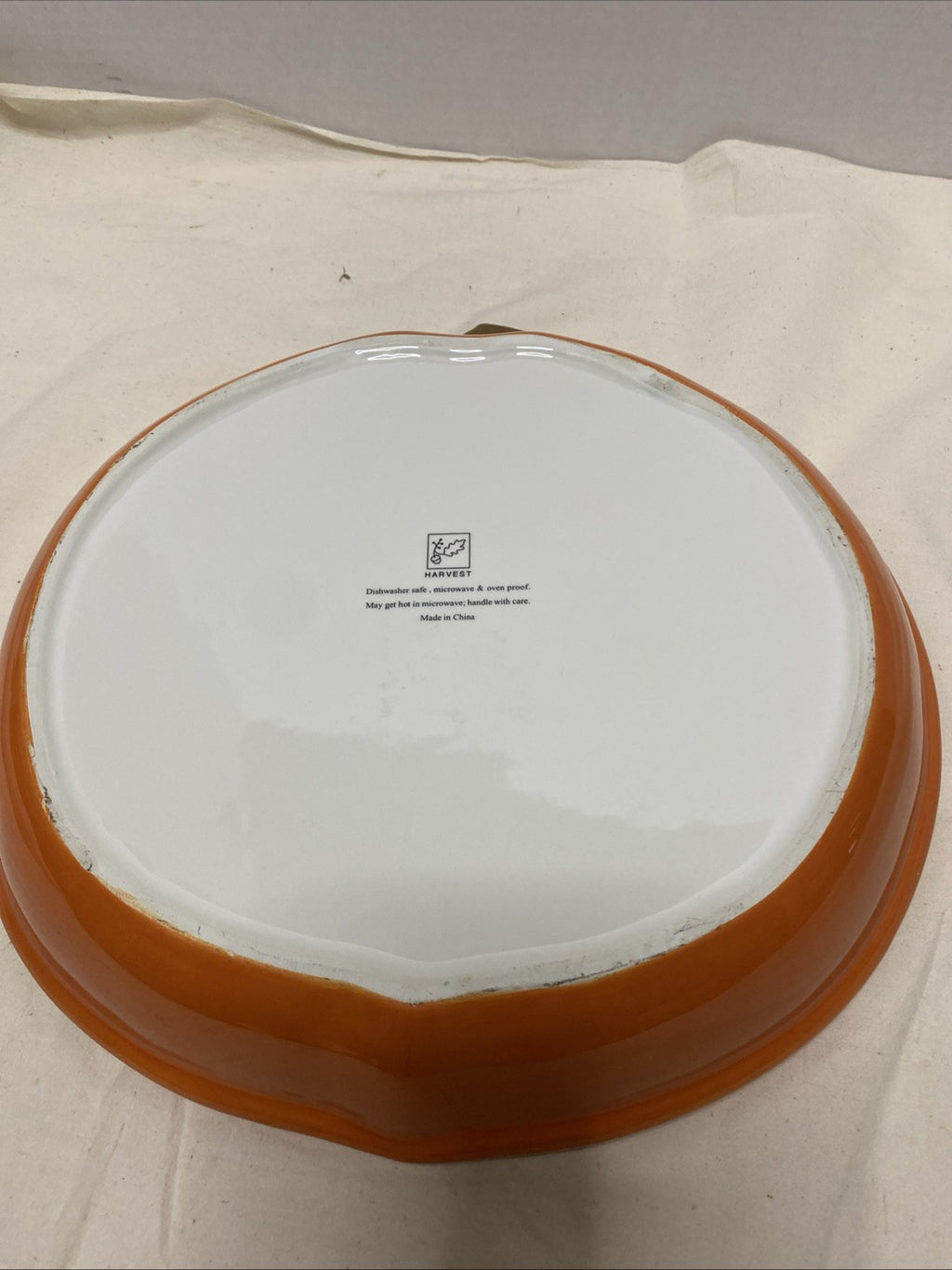 Ceramic Pumpkin Pie Plate With Recipe Printed On Base