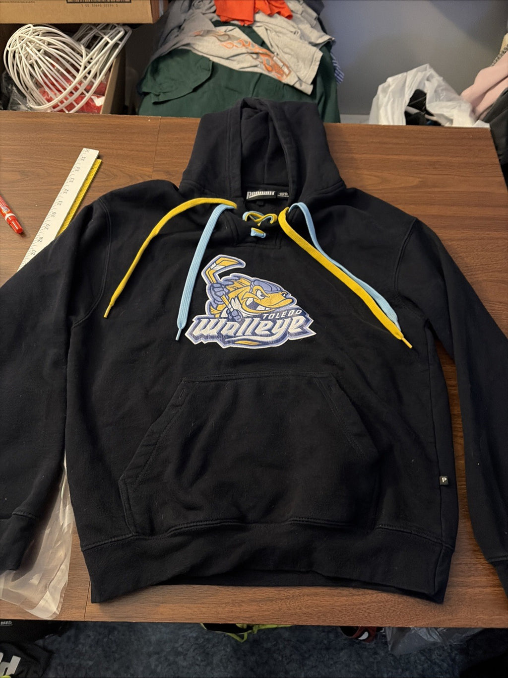 Pennant Men’s Extra Small Toledo Walleye Hoodie Sweatshirt Long Sleeve Dark Blue