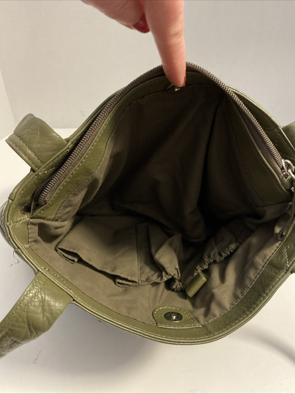 Stone Mountain Mini Green Pebbled Genuine Leather Handbag