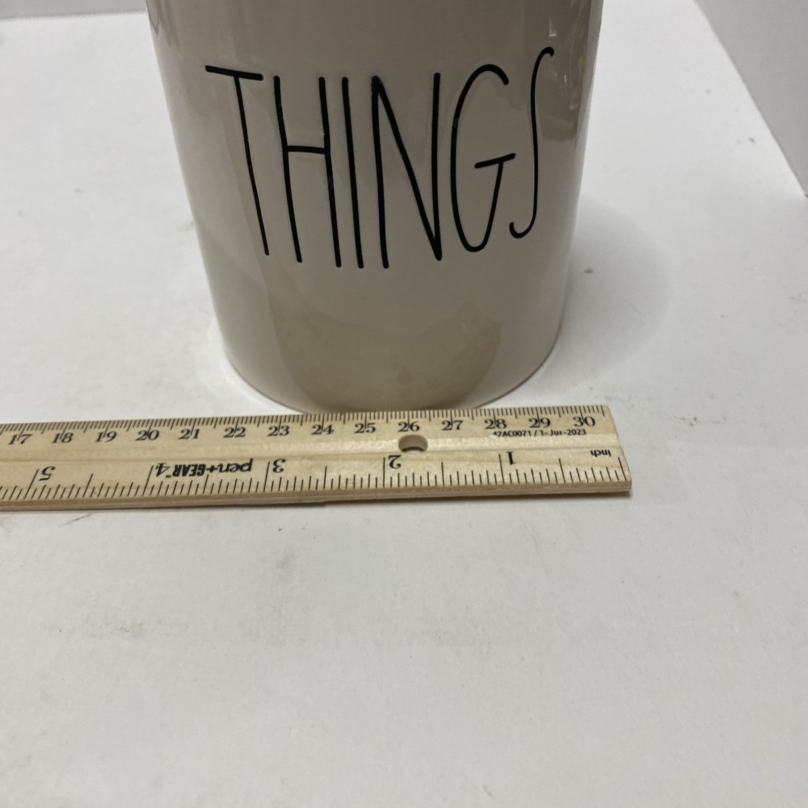 RAE DUNN "THINGS" SMOOTH WHITE CANISTER FARMHOUSE ARTISAN COLLECTION MAGENTA