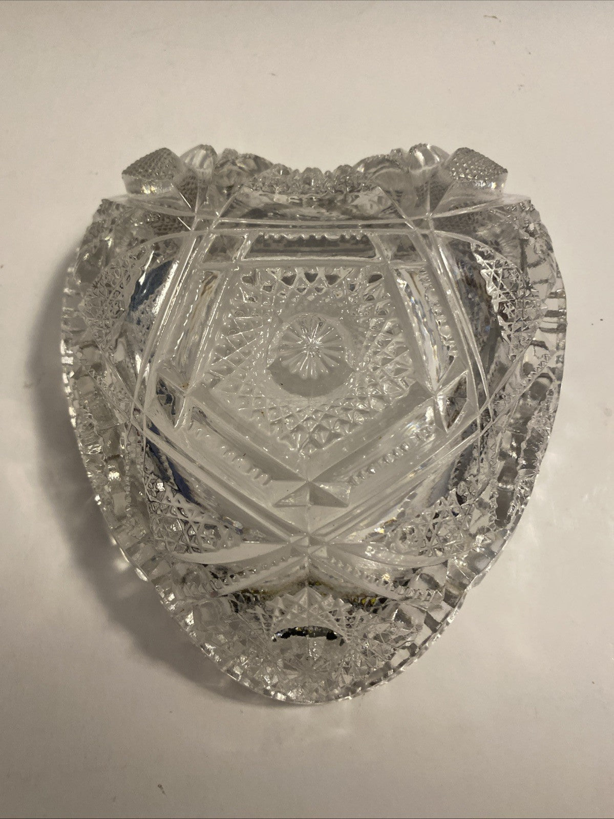  American Brilliant Imperial  Pattern 212 Star Heart Shaped Crystal Candy Dish 