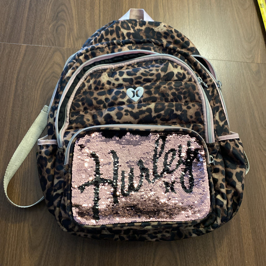 Hurley Girl's Flip Sequin Pocket Backpack Leopard Print