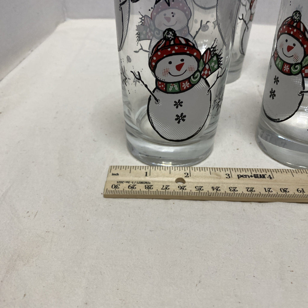 Vintage LIBBEY SNOWMAN GLASSES - Lot Of 6