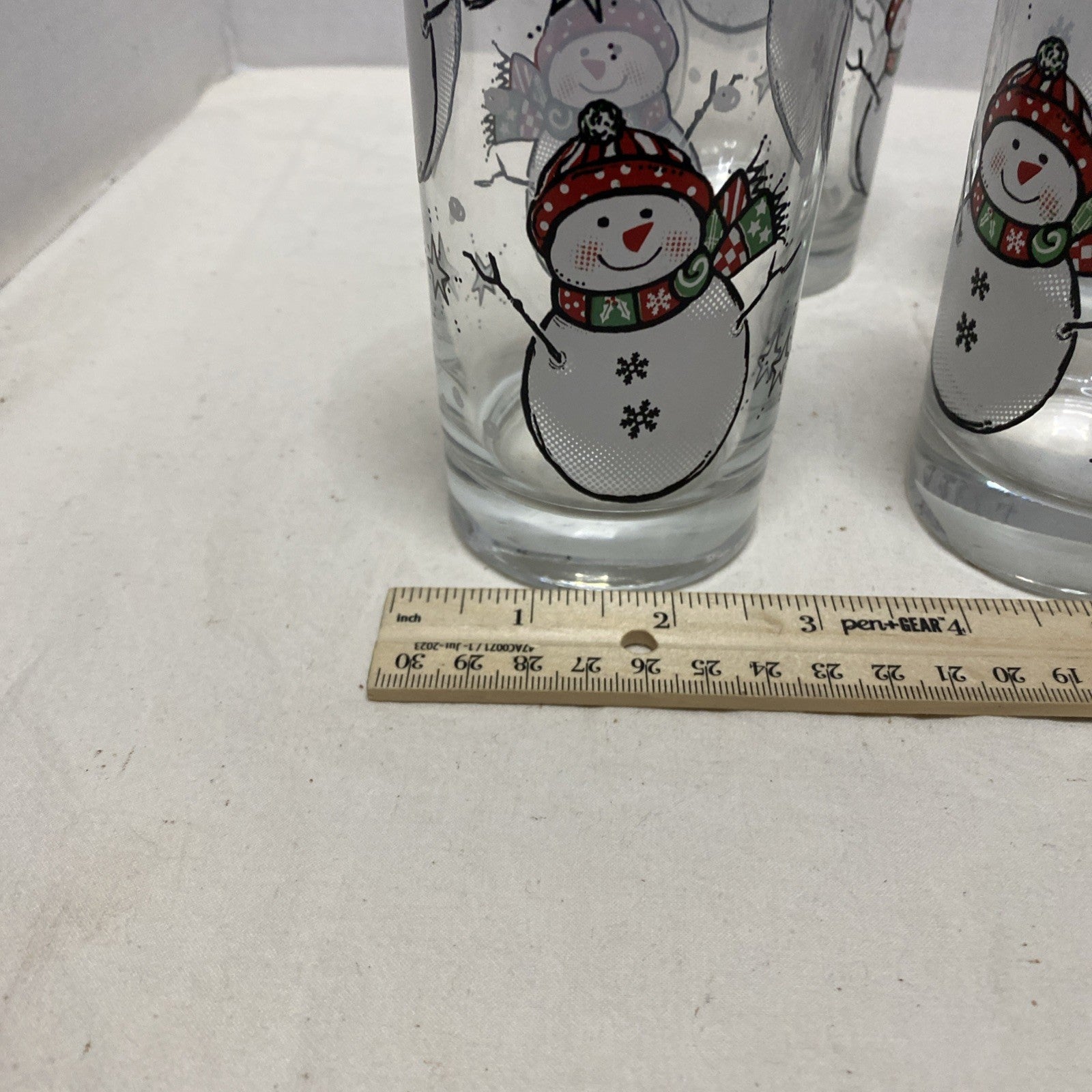 Vintage LIBBEY SNOWMAN GLASSES - Lot Of 6