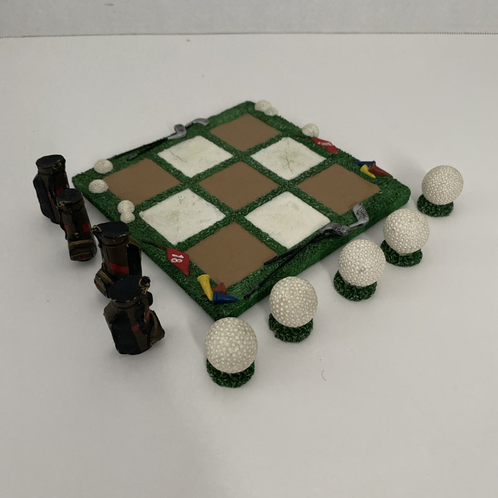 Golfer Tic-Tac-Toe, Board Designed As Golf Course, Golf Ball And Bag Pieces.