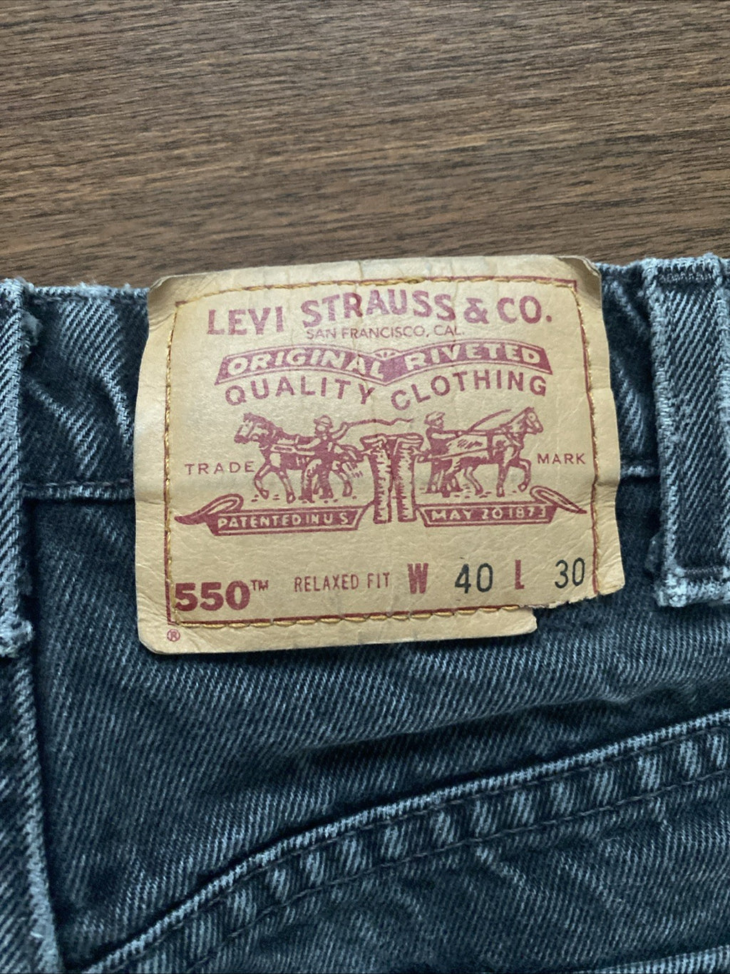 Levis 550 Mens Jeans Size 40x30 Relaxed Fit Black 100% Cotton Thick Material