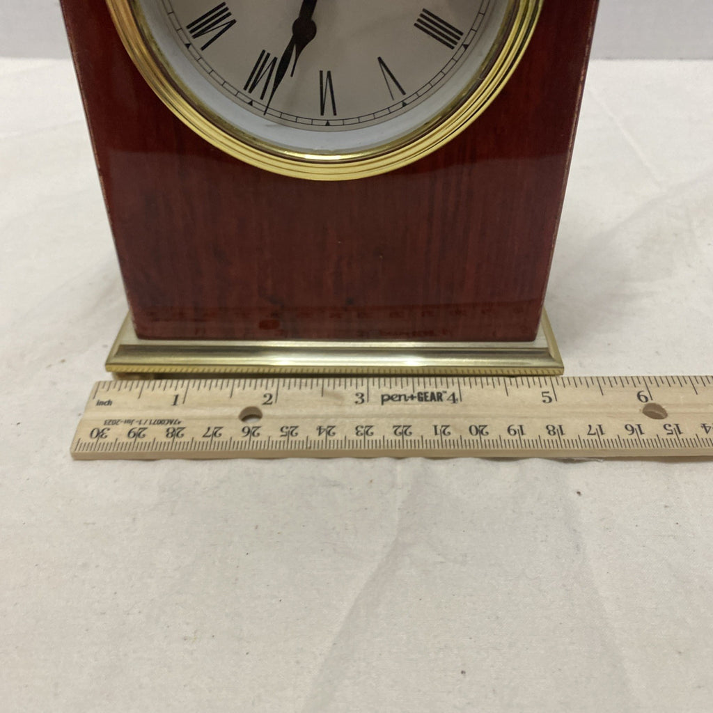 Howard Miller Wooden Carriage Desk Mantel Clock Brass and Rosewood Wood Mantle