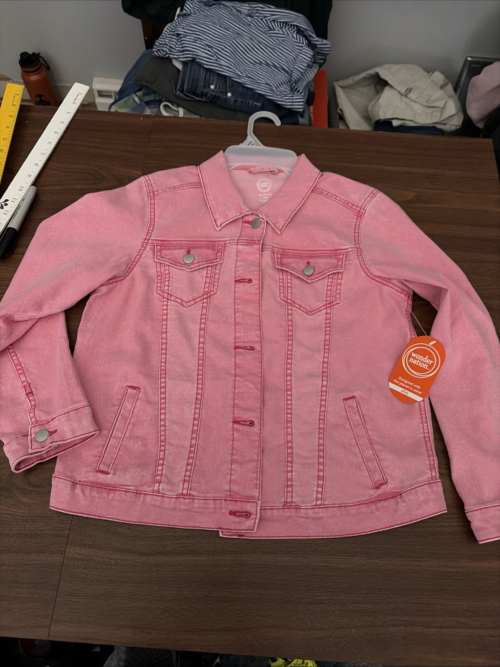 Wonder Nation Girls Extra Large 14–16 Plus Pink Lightweight Denim Jacket