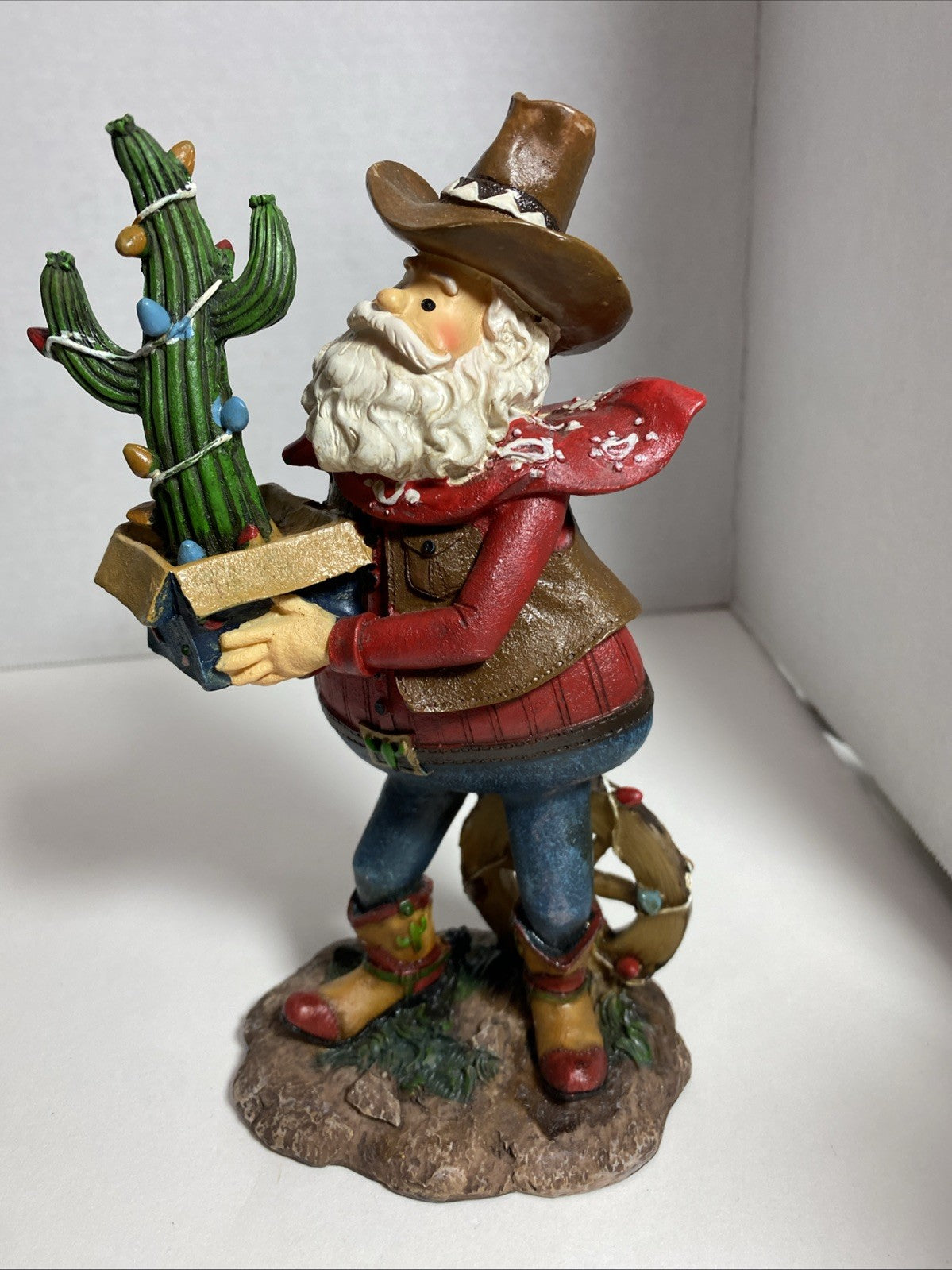 Vintage Shelf Sitting Rodeo Western Cowboy Christmas Cactus Shelf Sitters
