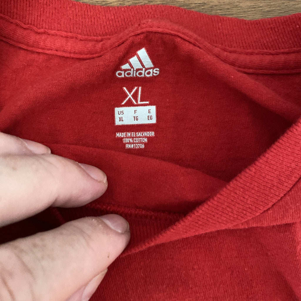 Adidas extra large pacesetter soccer club short sleeve T-shirt red