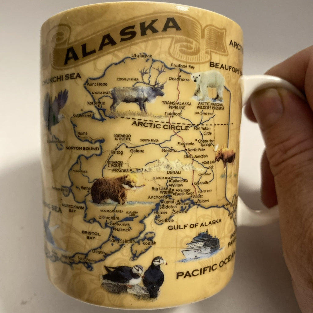 Artic Circle Enterprises Alaska Coffee Cup / Mug Map with Wildlife