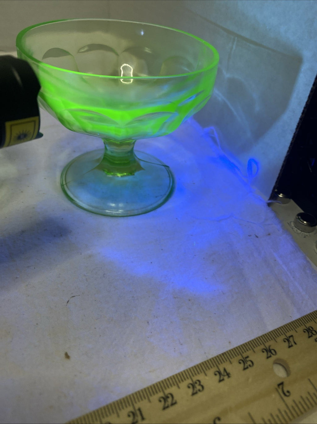 Uranium Green Colored Depression Glass Champagne / Sherbert / Dessert Glasses
