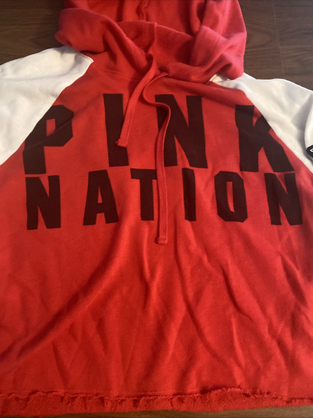 Pink pink nation midriff sweatshirt hoodie long sleeve woman size medium