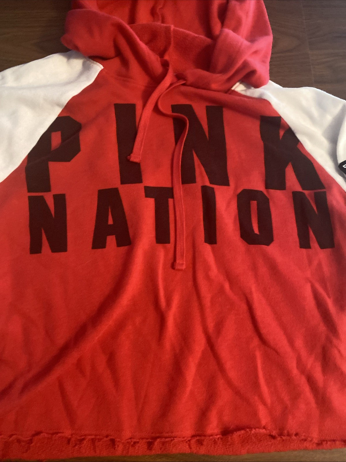 Pink pink nation midriff sweatshirt hoodie long sleeve woman size medium