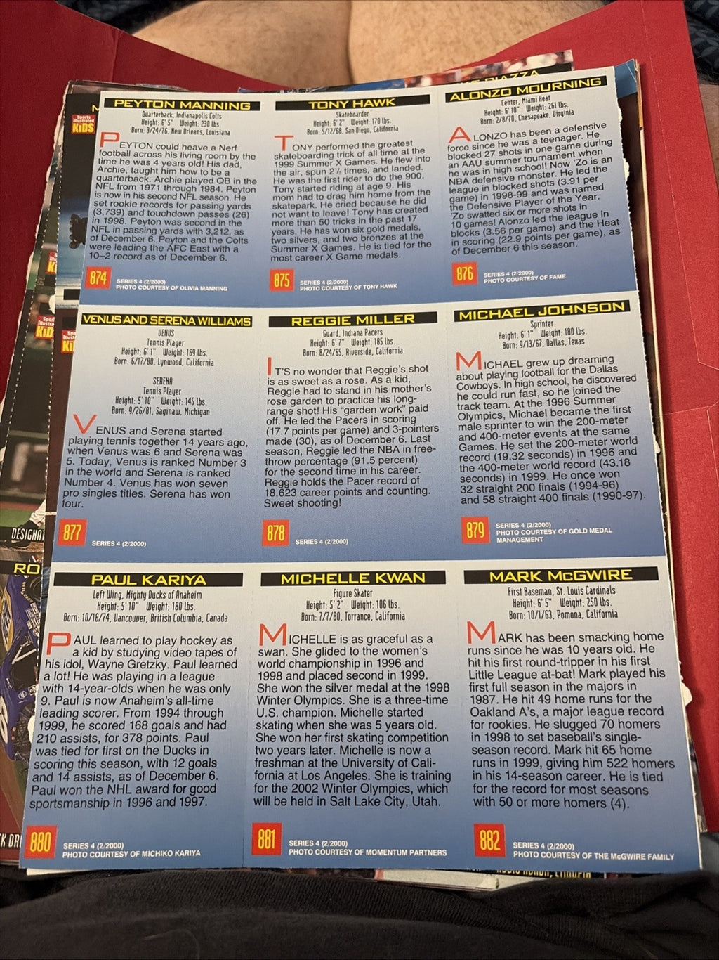 Sports Illustrated for Kids Venus & Serena Williams Uncut Sheet RC Rare