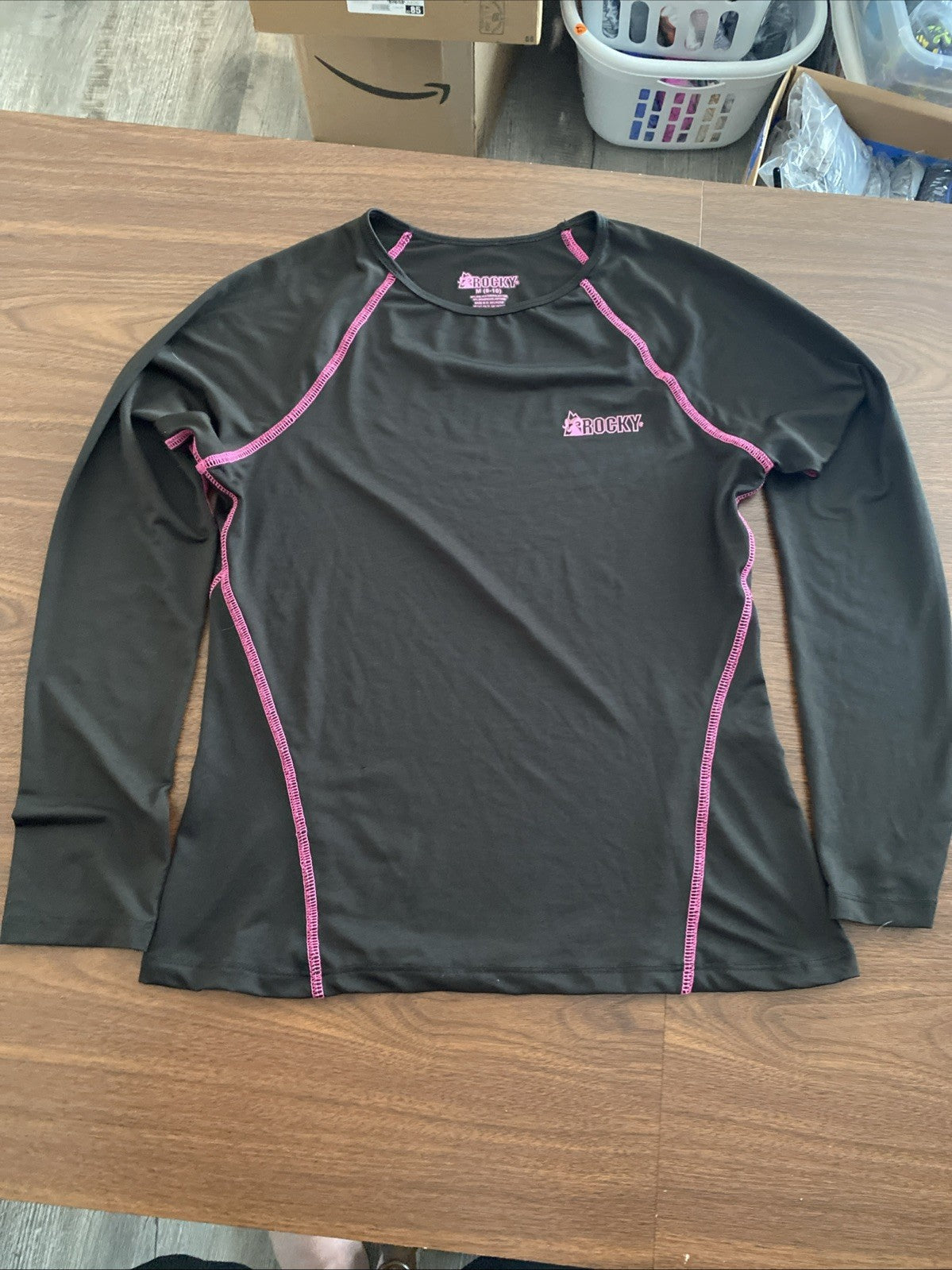 Rocky Compression Performance Thermal Black~Pink Long Sleeve Shirt Size M 8-10