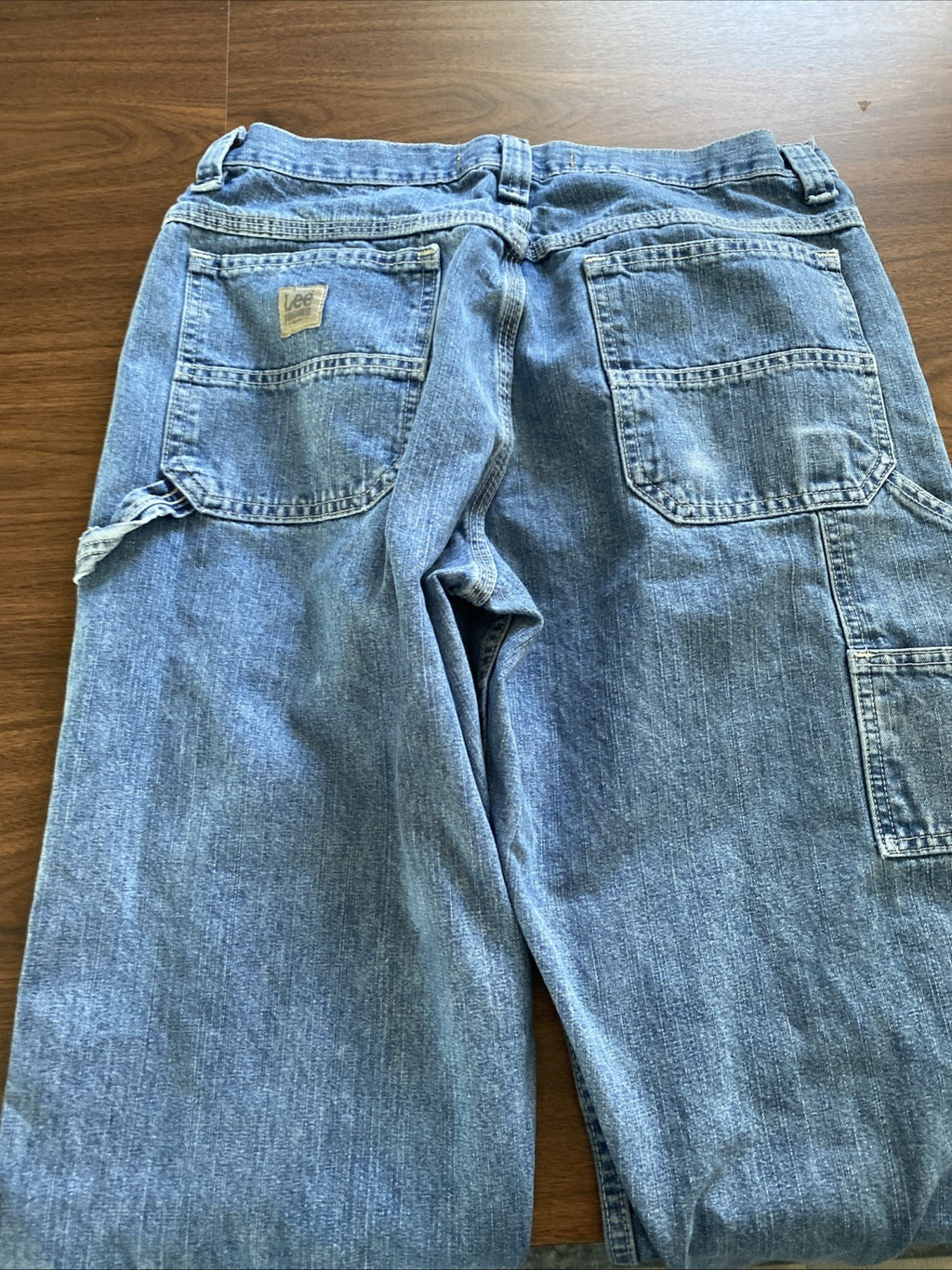Lee Dungarees Carpenter Jeans Mens 33x32 Blue Denim Workwear Utility Distressed