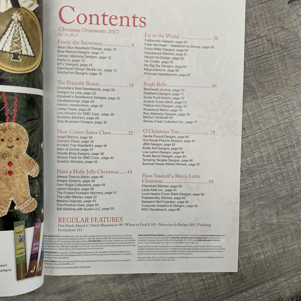 Cross Stitch Christmas ornaments 2017 Special Holiday Issue