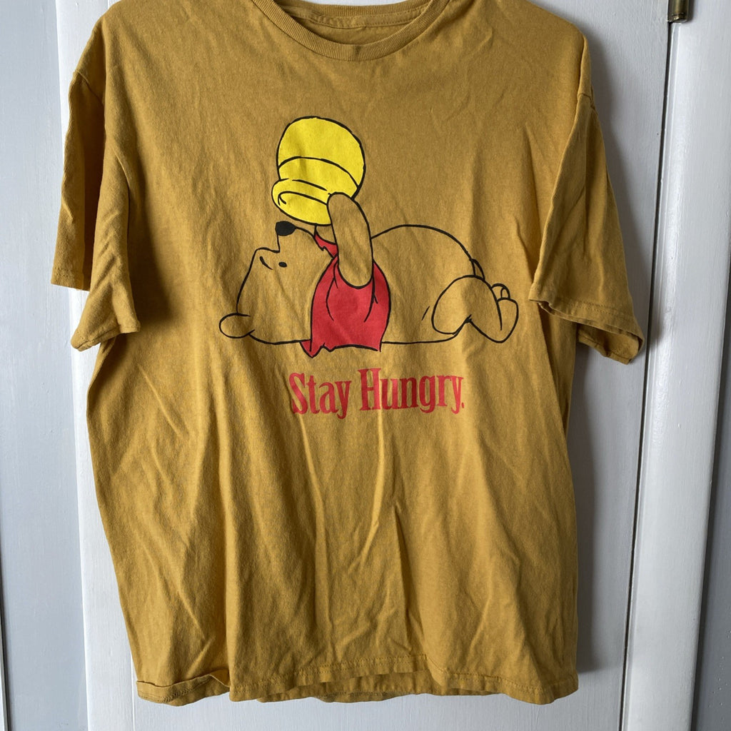 Winnie The Pooh - “Stay Hungry” - Yellow Disney Shirt - L- Ladies
