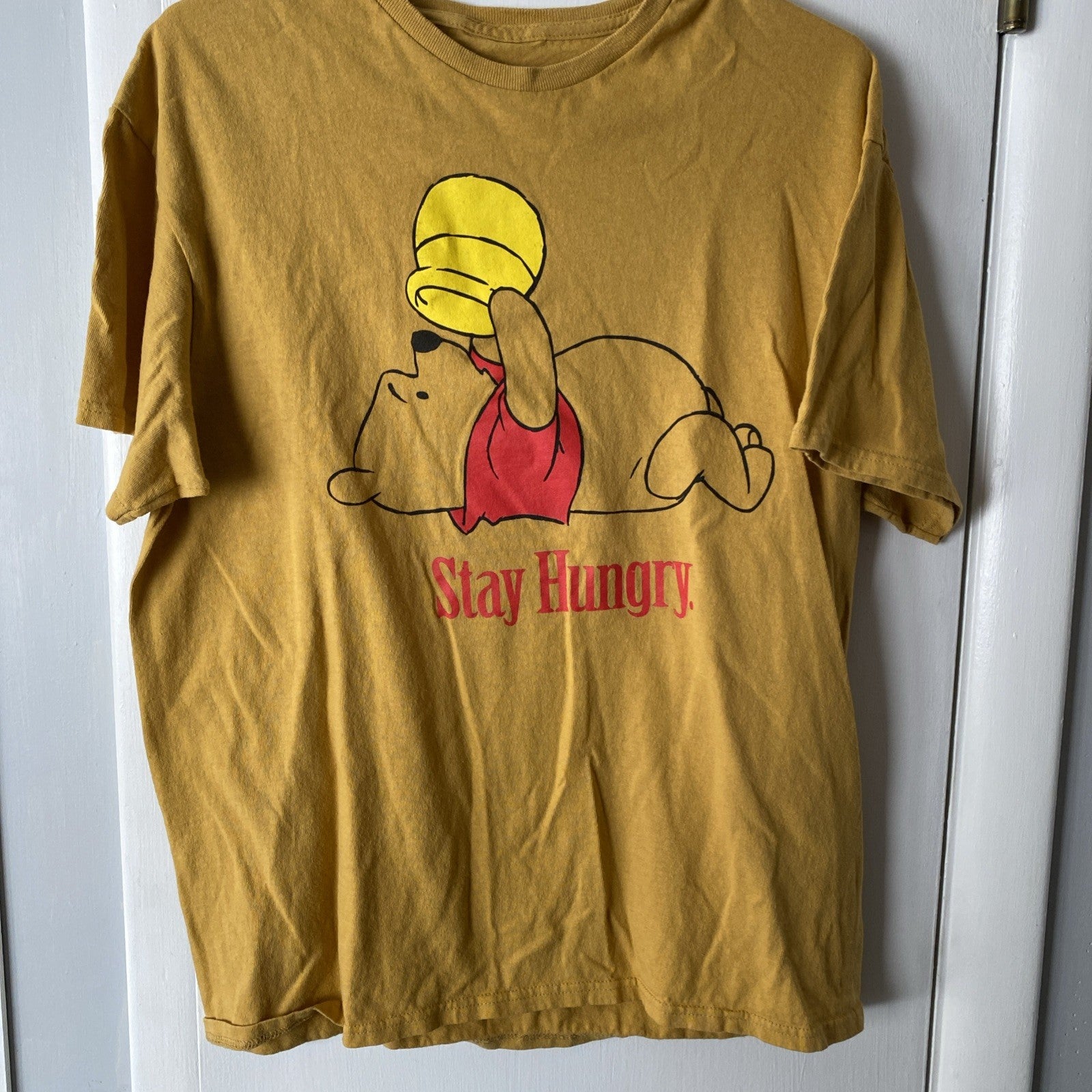 Winnie The Pooh - “Stay Hungry” - Yellow Disney Shirt - L- Ladies