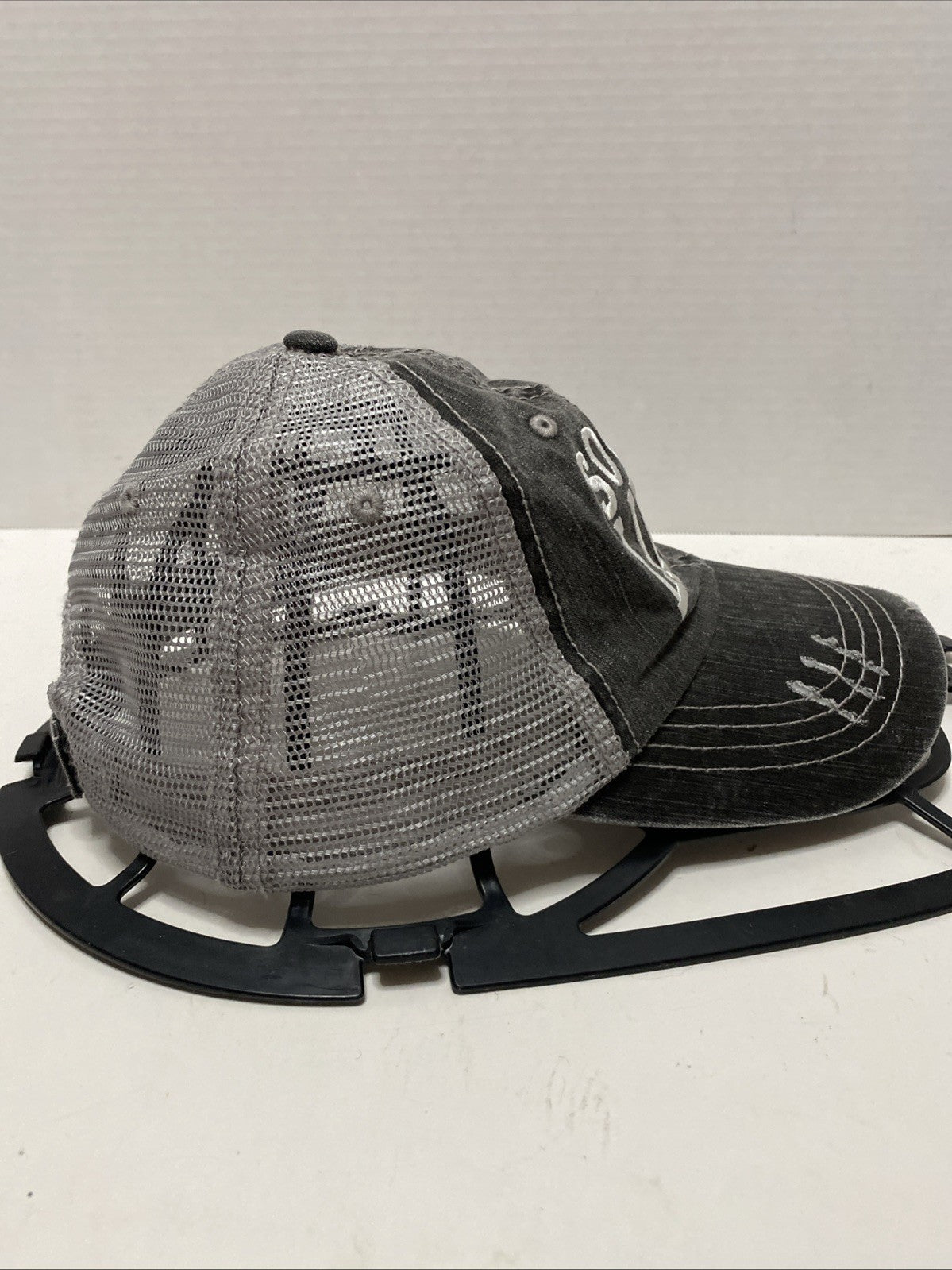 Soccer LifeTrucker Cap Black Distressed Embroidered Mesh Adjustable