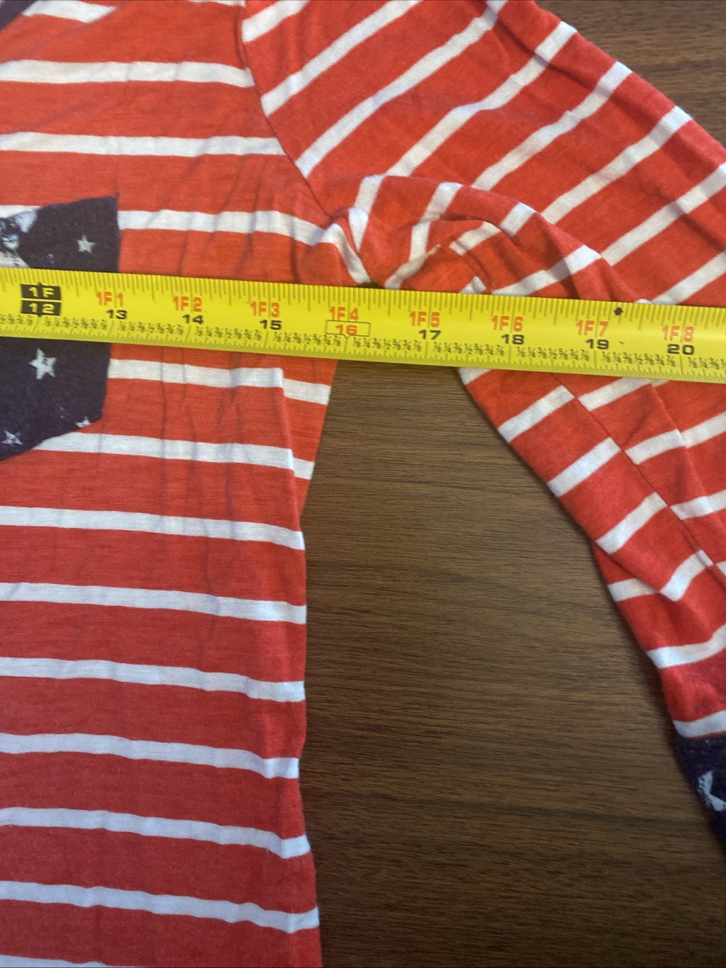 Rue21 Women's Size XL Red White Striped 3/4 Sleeve Zipper Pocket Tee