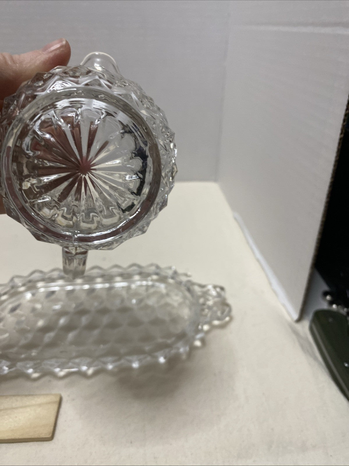 Fostoria American Creamer, Sugar & Tray Set