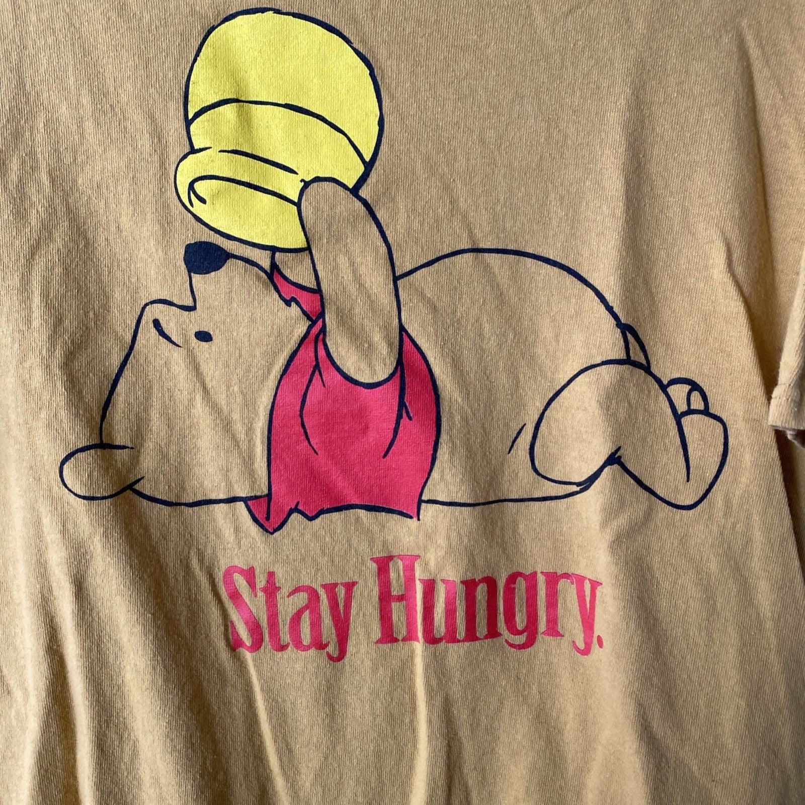 Winnie The Pooh - “Stay Hungry” - Yellow Disney Shirt - L- Ladies