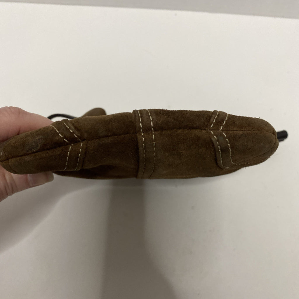 COACH VINTAGE MARBLE BAG DRAW STRING Brown  SUEDE SMALL EUC 6” x 6”
