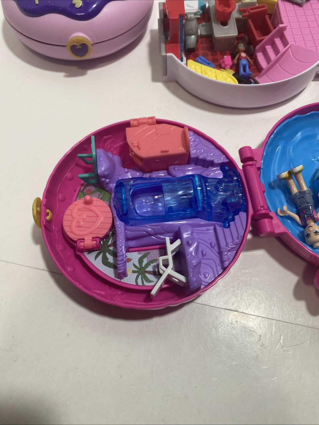 Lot Of Three Polly Pockets Cases Dolls And Accessories