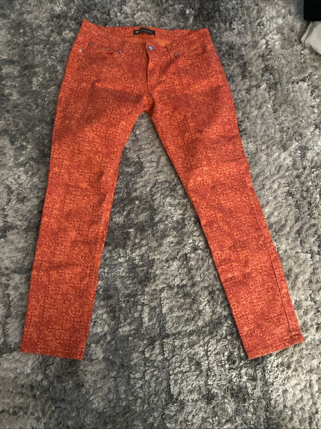 Levi Women’s 524 Two Super Low Jeans 13M 31x32 Orange Pattern