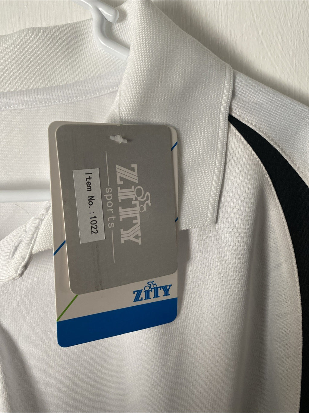 Zity sports  large short sleeve polo shirt white black stripes NWT