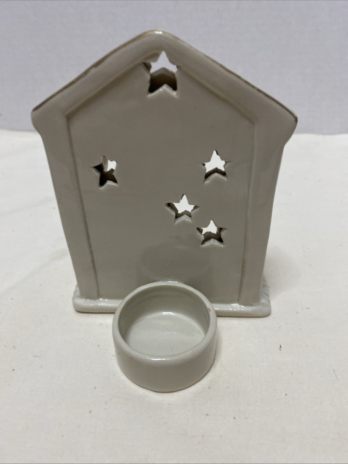 SMALL VINTAGE PORCELAIN NATIVITY SCENE 5" ONE CANDLE HOLDER #473