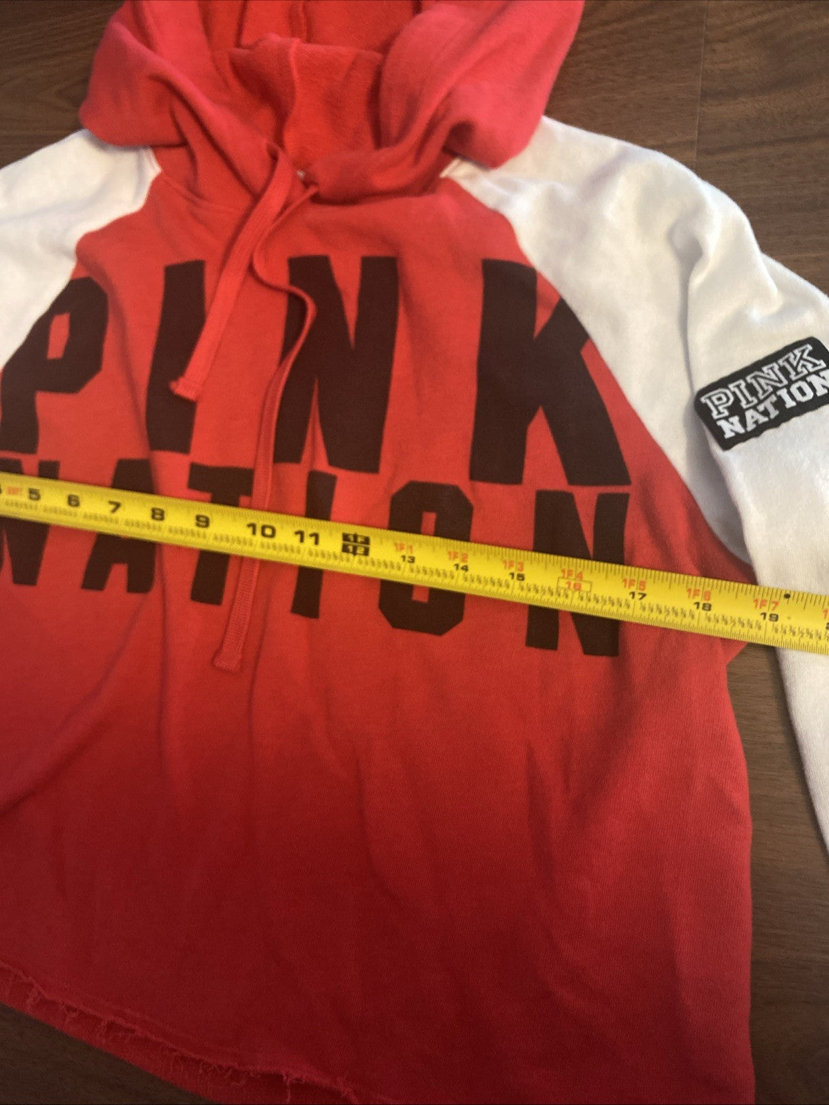 Pink pink nation midriff sweatshirt hoodie long sleeve woman size medium