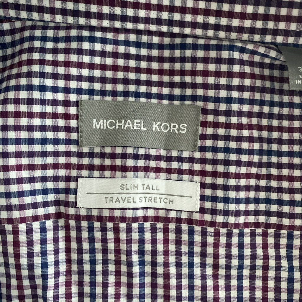 Michael Kors Mens Shirt Small Gray plaid button down air soft stretch