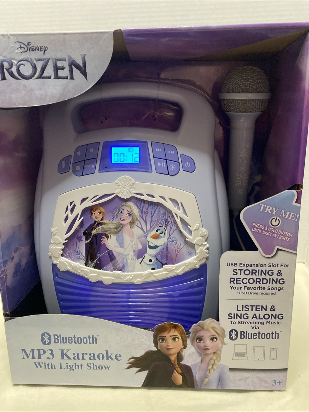 Disney Frozen MP3 Bluetooth Karaoke with Light Show & Microphone - Brand New
