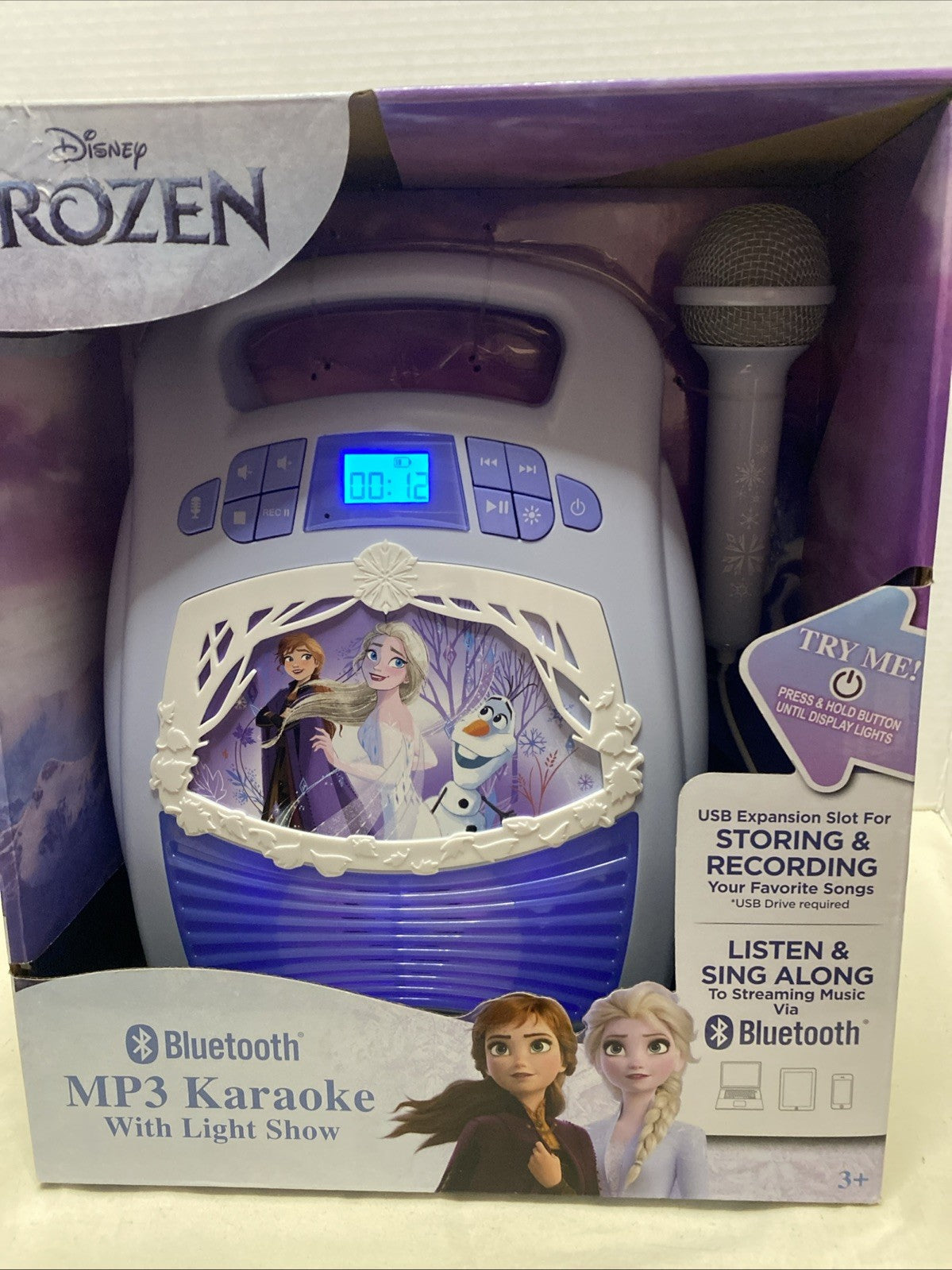 Disney Frozen MP3 Bluetooth Karaoke with Light Show & Microphone - Brand New