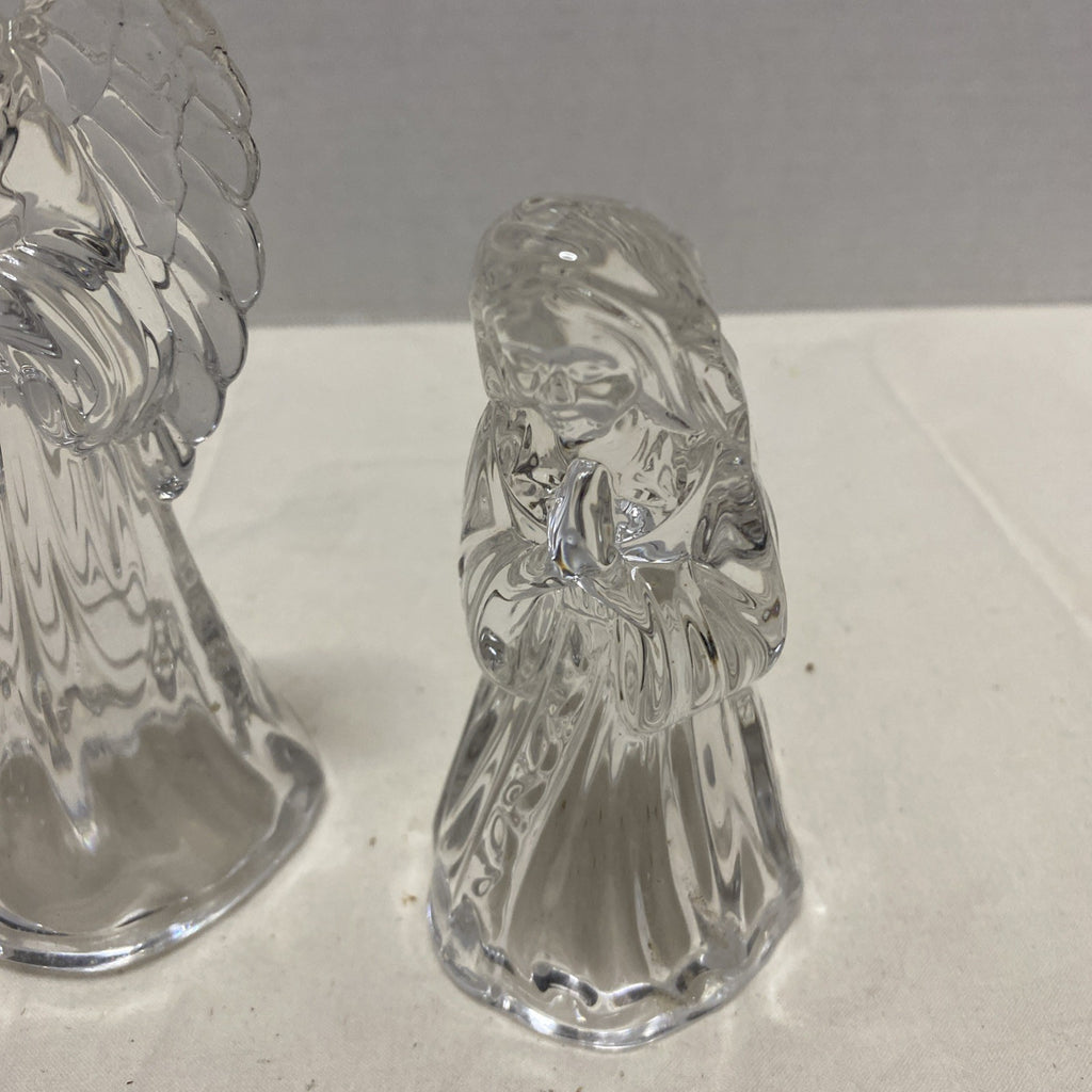 Princess House Nativity Set Lead Crystal Lot 3 Vintage Glass Standing Angel Pray