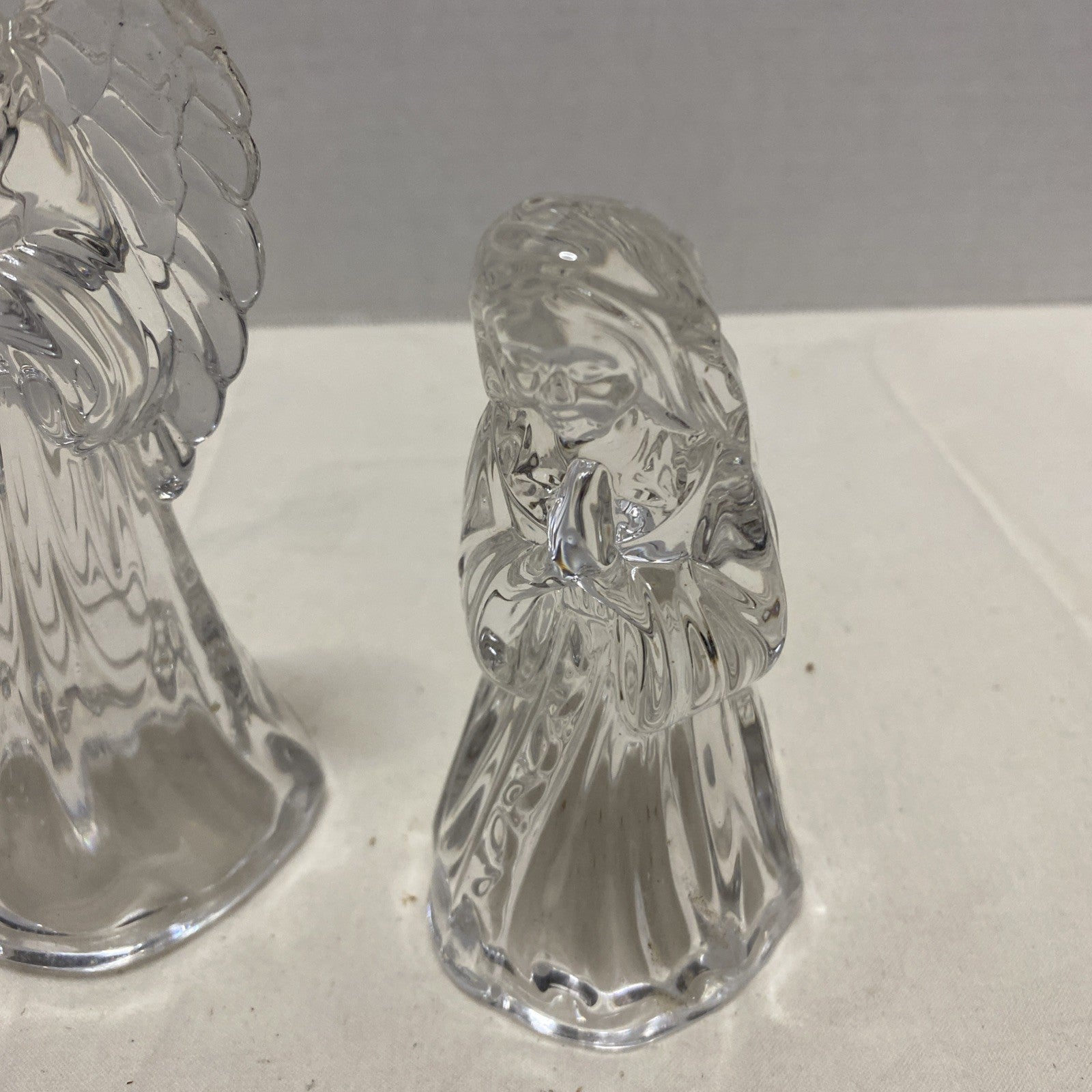 Princess House Nativity Set Lead Crystal Lot 3 Vintage Glass Standing Angel Pray