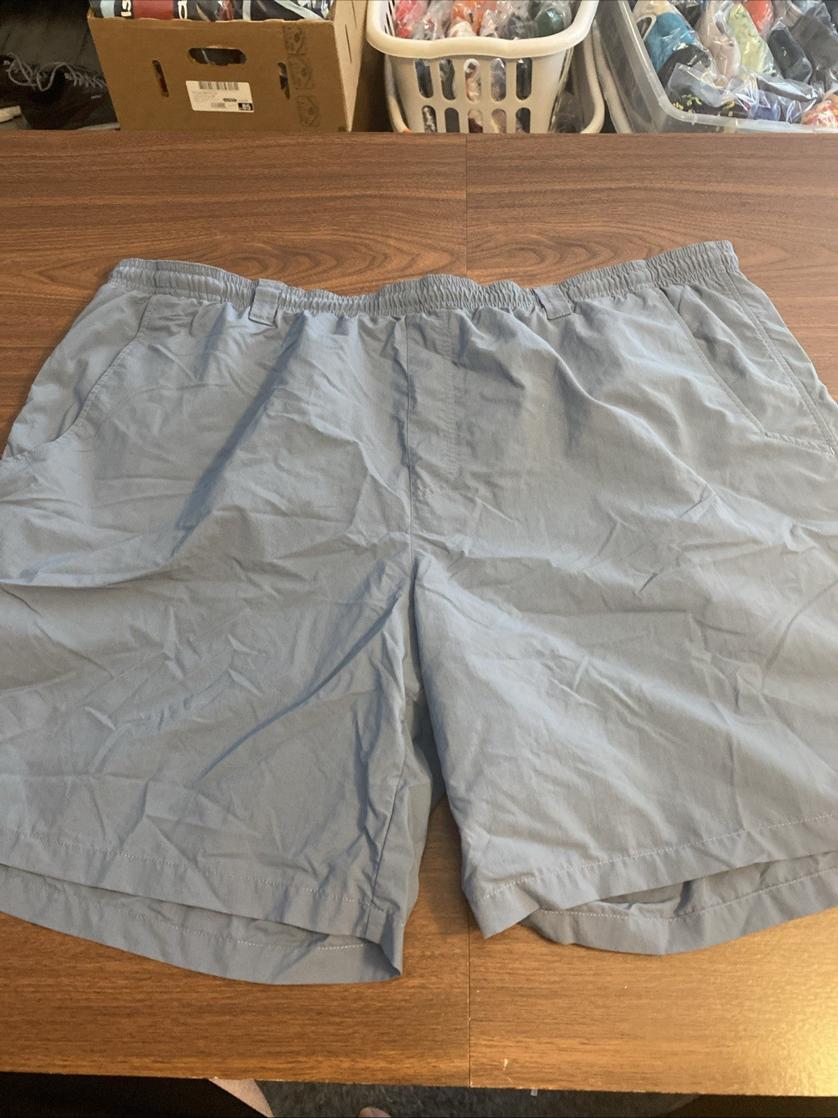 Columbia Swim Trunks Mens XXL Blue pfg Omni-Shade Pockets Netted Outdoors Mens