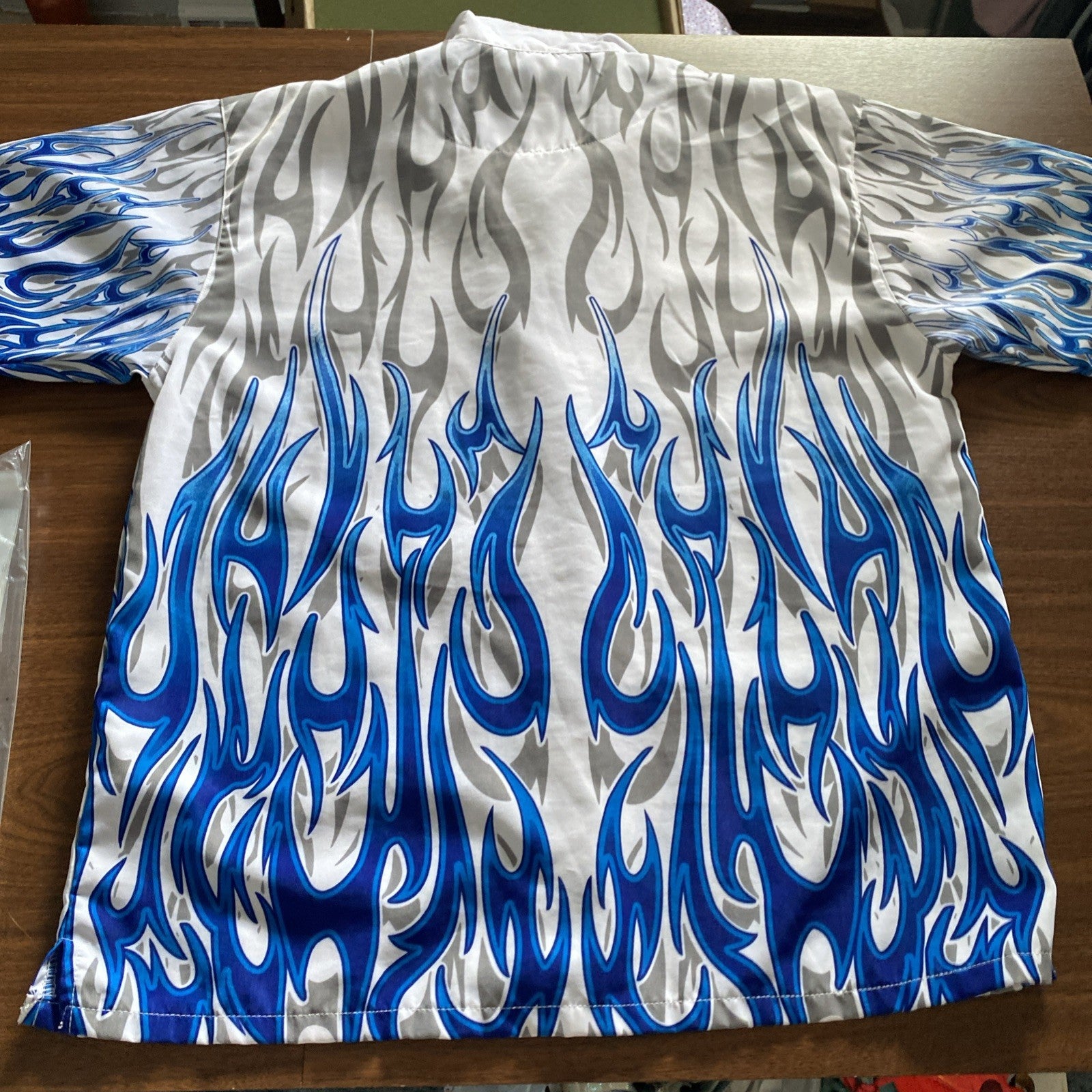 VTG Steve & Barry’s Club Shirt Blue Flame Button Up Collared Men’s Size Med Y2K