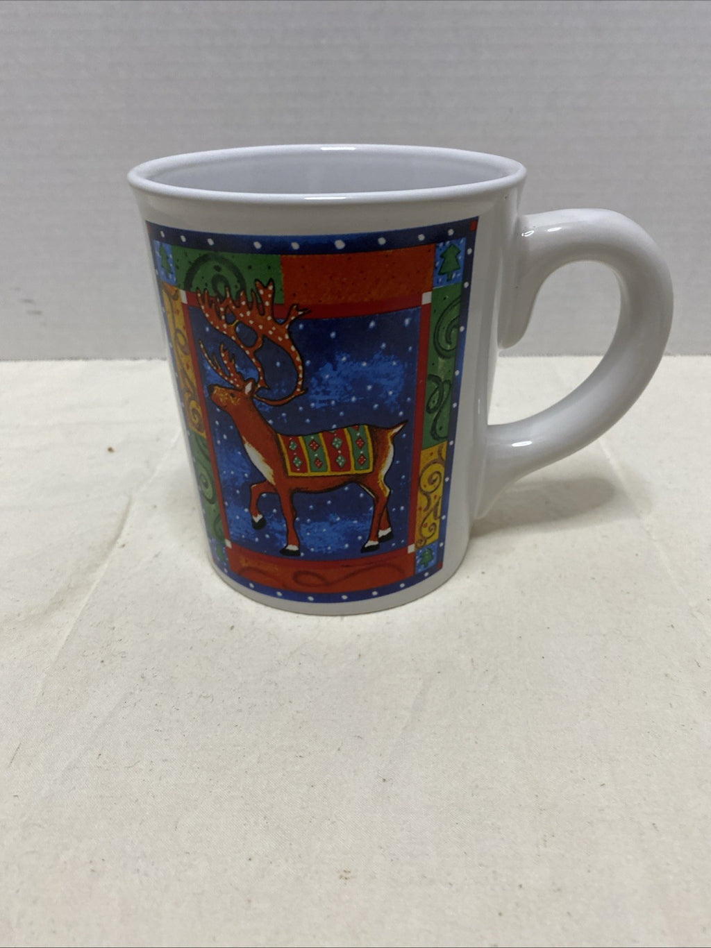 Test Riye International Stoneware Reindeer Coffee Cup Mug Christmas Holiday