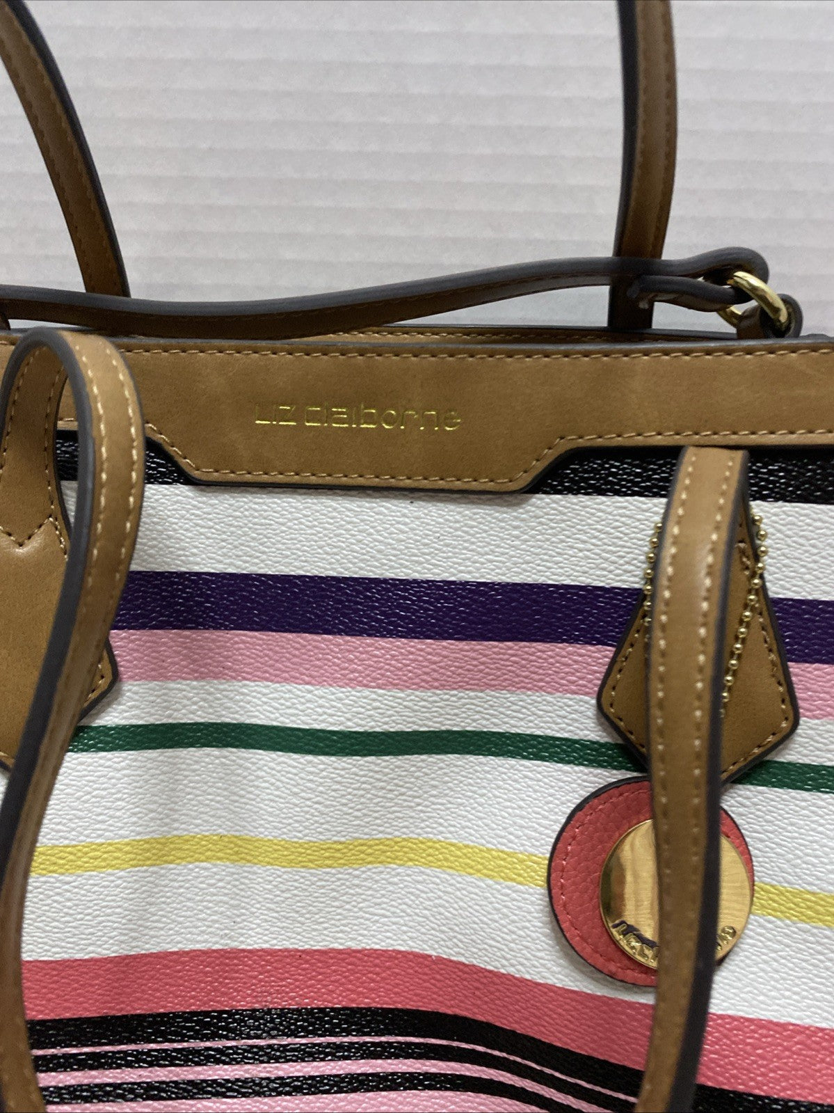 Liz Claiborne Tote Crossbody Bag Striped