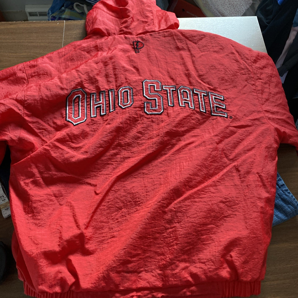 Vintage 90s Pro Player Ohio State Quilted Reversible Hooded Jacket Mens Medium